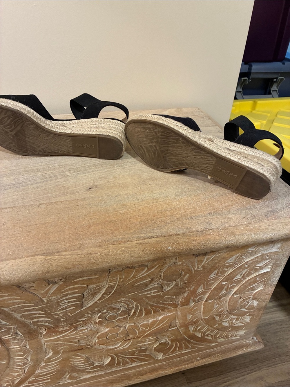 Life Stride Black Espadrille Wedge Sandals with Ankle Strap - Picture 3 of 3